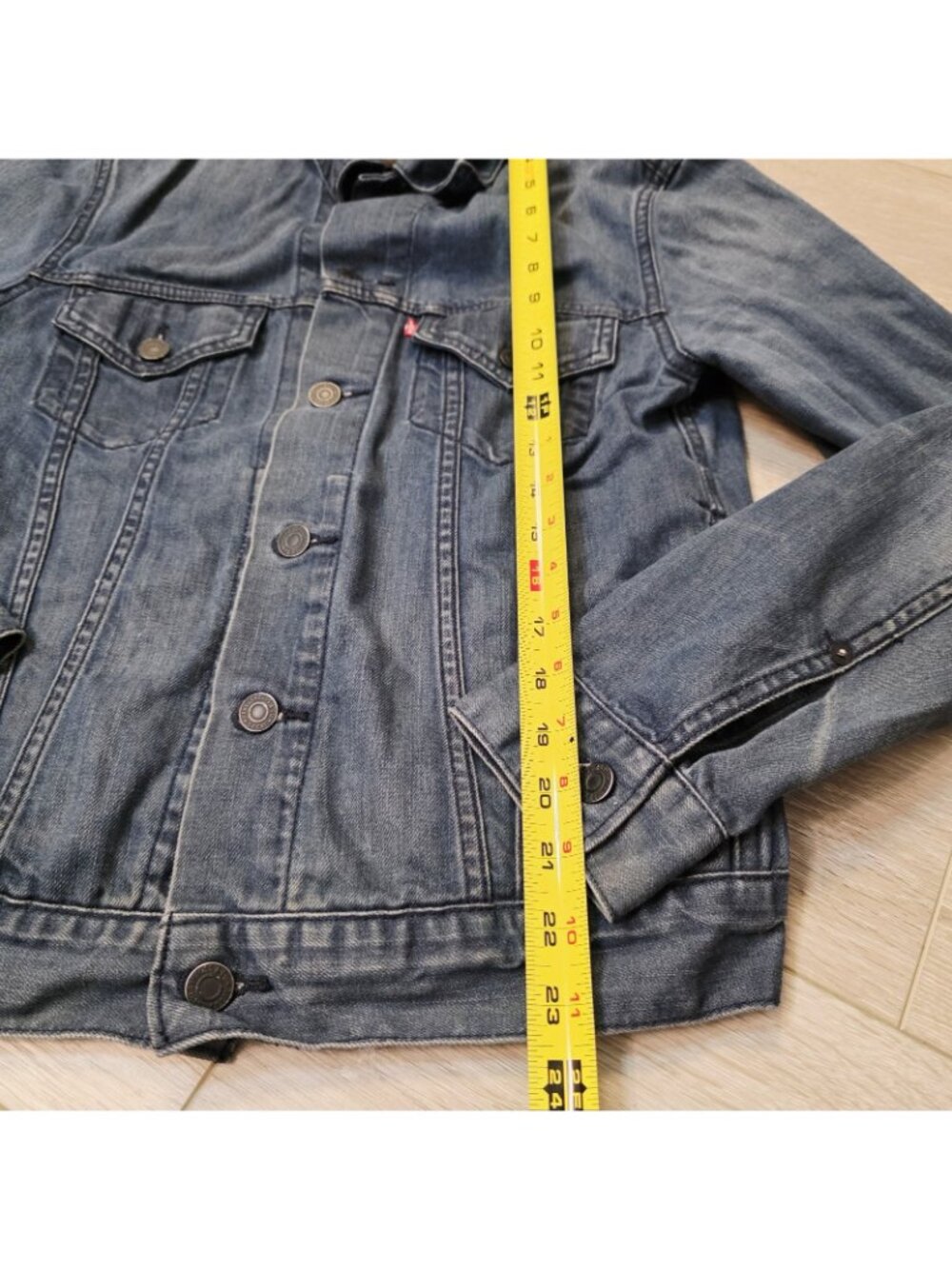 Vtg 2012 Iconic Classic Levi's Denim Trucker Jacket Sz Sm Black Label - Picture 4 of 8